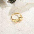 wholesale Vintage irregular teardrop ring for women, open adjustable sphere smooth gold knuckle ring for cross-border-0-2