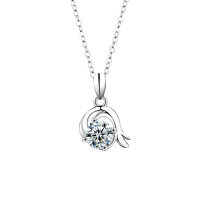 S925 Sterling Silver Moissanite Zodiac Necklace for Women-Capricorn (December 22 - January 19) (Platinum Gold)  1-Carat Moissanite