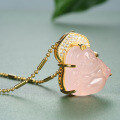 S925 Silver Pink Buddha Necklace, Diamond Crystal Pendant-0-1