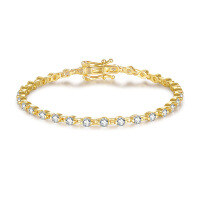 wholesale Metal Material, eBay Best-Selling Fashion Elegant Simple Personality Moissanite Bracelet for Women, Versatile Accessories Direct from Manufacturer-Silver with zircon and gold 6.5 inch