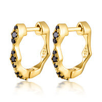 wholesale S925 Sterling Silver Diamond-Inlaid Geometric Hoop Ear Cuff, Fashionable Sweet and Edgy Trendy INS Style Earrings-Gold>925 silver