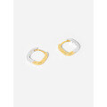 wholesale S925 Sterling Silver Hammered Texture Two-tone Square Hoop Earrings For Women-0-4