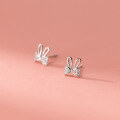wholesale S925 Sterling Silver Fresh Sweet Lovely Bow Diamond-Inlaid Rabbit Stud Earrings for Women M05227-0-3