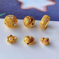 wholesale Metal S925 Gold-Plated Heart Spacer Beads DIY Bracelet Necklace Running Rings Handmade Cord Pendant Hollow Ball Gourd-1# one