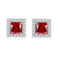 wholesale 925 Silver 1ct VVS1 Colored Moissanite Princess Cut Stud Earrings, Yun Tong Jewelry New Cross-Border Best Seller-0-0