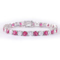 wholesale S925 sterling silver fashion moissanite tennis bracelet 3/4/5mm two-tone with lab-grown ruby-0-4