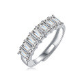 Sterling Silver S925 Octagonal Seven Princess Square Moissanite Stackable Ring-0-3