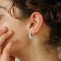 Sterling Silver Moissanite U-Shaped Earrings, French Vintage Design, Wholesale-0-0