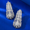 wholesale S925 Silver New European and American Luxury Inlaid Feather Dynamic Earrings Cross-Border AliExpress Model-0-2
