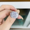 wholesale 925 Sterling Silver Ice Flower Ring for Women, 10X12 Large Carat Full Diamond Ring, Simple and Fashionable Colored Gemstone Ring, Wholesale from Manufacturer-0-0