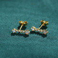 wholesale Gold Plated 925 Silver, Korean Minimalist Zircon Stud Earrings for Women, Versatile Natural Opal Earrings Wholesale-0-0