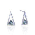 wholesale S925 Sterling Silver Zircon Inlaid Minimalist Triangle Stud Earrings Women Korean Style Fashion Earring Wholesale-0-4