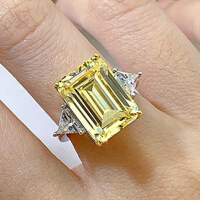 wholesale 925 Silver Zhuo Zhifang New Yellow Pink White Diamond Ring for Women, Simple Simulated Diamond, Large Square Diamond, Sugar Cube Ring, Engagement Ring-Pink No. 8