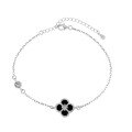 wholesale S925 Sterling Silver European and American Minimalist Ins Fashion Light Luxury Diamond-Encrusted Lucky Four-Leaf Clover Popular Versatile Niche Women's Bracelet-0-5