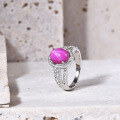wholesale S925 Silver Cultivated Six-Ray Star Ruby and Sapphire Ring with European and American Luxurious Design and High-End Feel-0-2