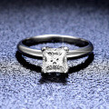 925 Sterling Silver Princess Cut Four-Prong Moissanite Ring for Women-0-0