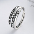 wholesale S925 Sterling Silver Korean Dongdaemun Stylish Minimalist Irregular Double-Layer Hollow Cross Open Ring-0-1