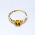 wholesale Japanese-style luxury jewelry, lace hollow-out women's ring, pastoral and fresh green peridot ring, available for direct wholesale from the manufacturer-0-2