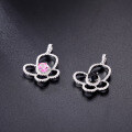 wholesale S925 Sterling Silver New Butterfly Necklace with Natural Black Garnet and Pink Topaz Pendant Sweet Gift-0-2