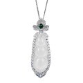 wholesale S925 Silver Inlaid Chalcedony Four-Seasons Bean Pendant Necklace for Women, Same Style Lucky Bean Versatile Sweater Chain-0-4