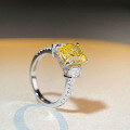 wholesale S925 silver trending live-streaming women's ring with yellow diamond princess square and zirconia,-0-1