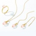 wholesale S925 gold-plated metal Japanese and Korean lightweight luxury pink crystal wind chime flower long ear threads new floral design, versatile and elegant-0-3