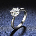 925 Silver 1-Carat Snow Moissanite Ring, Classic Six-Prong Direct Sale-0-0