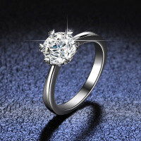 925 Silver 1-Carat Snow Moissanite Ring, Classic Six-Prong Direct Sale-1 carat (moissanite)  Hong Kong number 10