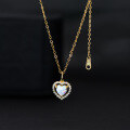 wholesale S925 Sterling Silver Fresh Sweet Ins Style Design Inlaid Opal Heart Necklace Y01576-0-2