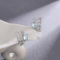wholesale S925 New Natural Blue Zircon Earrings with Fashionable Butterfly Design, Simple and Versatile Elegant Women's Earrings-0-1