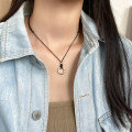 wholesale S925 metal elegant vintage style exquisite minimalist design Fu character safety pendant necklace Y0147-0-1