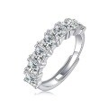 925 Sterling Silver Square Moissanite Seven Princess Exquisite Stack Ring-0-3