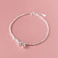 wholesale S925 Silver Fresh and Sweet Ins Niche Design 2 Light Beads Crushed Silver Bamboo Knot Bell Anklet S7555-0-3