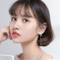 wholesale S925 silver ethereal literary lady synthetic green phantom crystal ear thread elegant wave earrings G4925-0-3