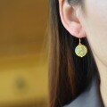 wholesale 925 silver gold-plated antique-style jade earrings with certificate, cheongsam Hanfu bamboo joint cold enamel inlaid Hetian jade earrings-0-1