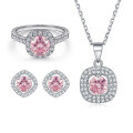 wholesale S925 Sterling Silver Zircon Ruby Earrings Aquamarine Necklace Pink Diamond Ring Jewelry Set Three-Piece Suite-0-4