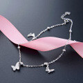 wholesale S925 silver Korean-style cross-border new fashion elegant female student foot jewelry, creative and unique diamond-inlaid butterfly ankle chain-0-2