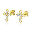 wholesale S925 Sterling Silver Cross Stud Earrings with Diamond Inlay, Trendy and Fashionable High-End Retro Jewelry-0-5