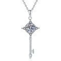 S925 Sterling Silver Moissanite T-Style Four-Ray Star Key Pendant Necklace, 1ct Wholesale-0-3