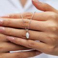 Sterling Silver 1ct Moissanite Marquise Pendant Necklace for Women-0-2