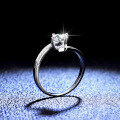 925 Silver Moissanite Ring Four-Prong Classic Solitaire Women's Style-0-1