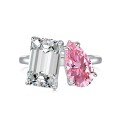 wholesale S925 Sterling Silver European and American Cross-Border New Women's Ring with Pink Diamond, Heart, Teardrop, and Geometric Series Open Adjustable Ring for Women-0-5