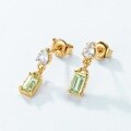 wholesale S925 Sterling Silver Geometric Earrings for Women, Light Luxury Retro Peridot Gemstone Earrings, Small and Unique Design-0-2