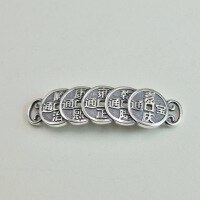 wholesale Metal material pure silver Five Emperor coins zodiac year red rope bracelet accessories DIY links retro handmade braided rope wealth decoration-Single Five Emperors Coin (without string)