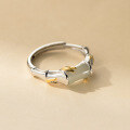 wholesale S925 Sterling Silver Fresh and Sweet Ins Style Niche Design Green Jade Bamboo Joint Bamboo Leaf Ring R02789-0-4
