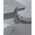 wholesale S925 Sterling Silver 700 Korean Version Ins Small and Minimalist Design Versatile Heart Texture Textured Open Adjustable Ring for Women-0-1