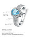 wholesale S925 Sterling Silver Ring for Men and Women, European and American Internet Celebrity High-End Jewelry, Blue Gemstone Topaz Ring, No Fading-0-4