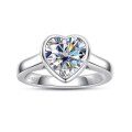 wholesale S925 Sterling Silver Cross-Border Moissanite Heart Ring, Oval 2 Carat High-End Minimalist Band Fashion Jewelry-0-1