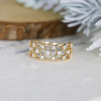 wholesale Sterling Silver Dazzling Hollow-Out Lace Exquisite Design Versatile Women's Ring with Durable Rhodium Plating-Gypsophila Lace Ring  Size 5 (US)