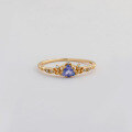 wholesale S925 Silver Plated 14k Gold French Light Luxury Vintage Style Tanzanite Ring-0-0